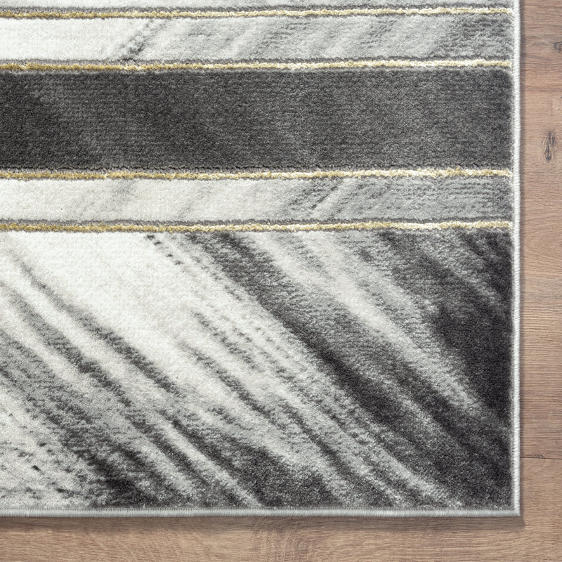 Tapis blanc et gris Abani Nedrud LUN280A, Rectangle 5 pi 3 po x 7 pi 6 po
