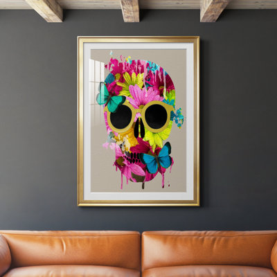 Crâne floral - peinture encadrée