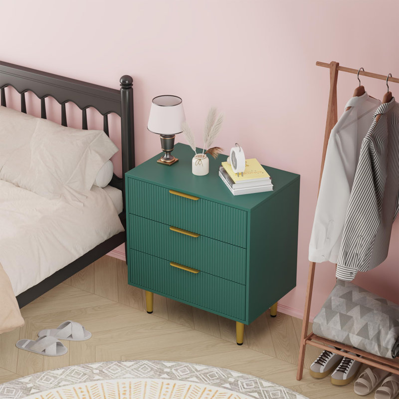 43.18cm W 3 - Drawer Chest of Drawers, Green