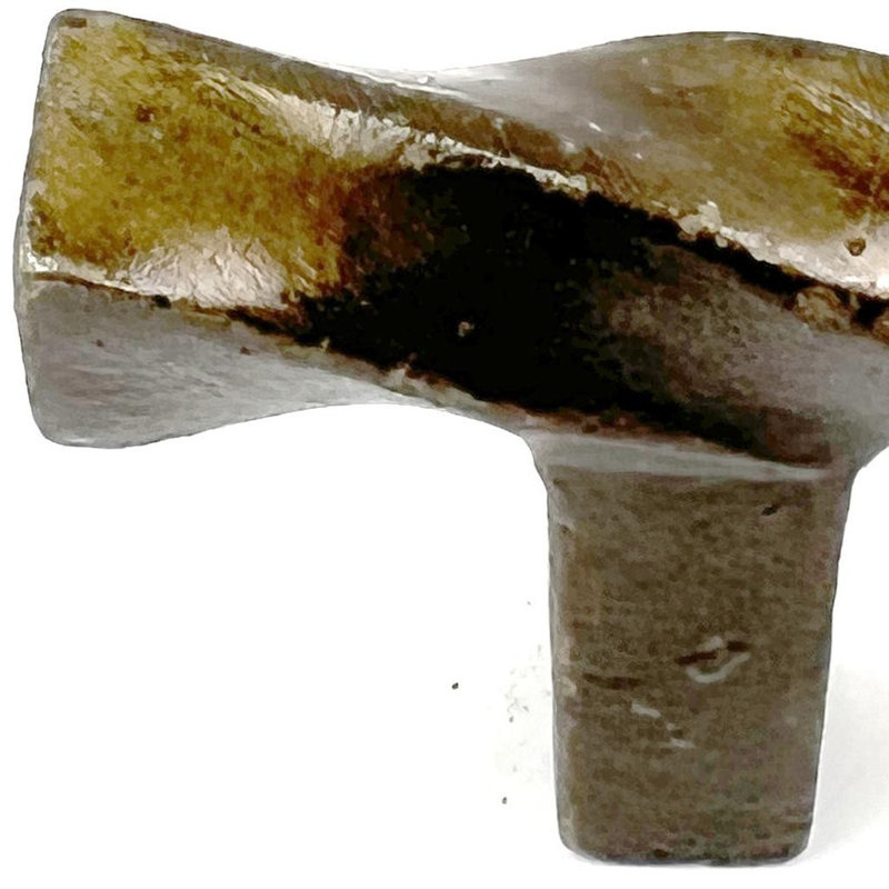 Ensemble de six poignées de tiroir géométriques en métal torsadé bronze vieilli