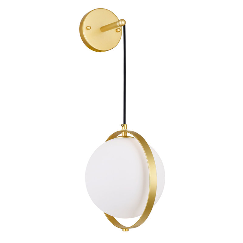 Applique murale 1 lumière avec finition en laiton pour salle de bain, couloir, porche - Compatible G9 DEL - globe en verre givré, design minimaliste moderne