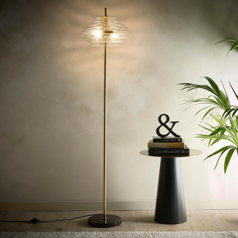 Azzo 150cm Brushed Traditional Floor Lamp, Clear