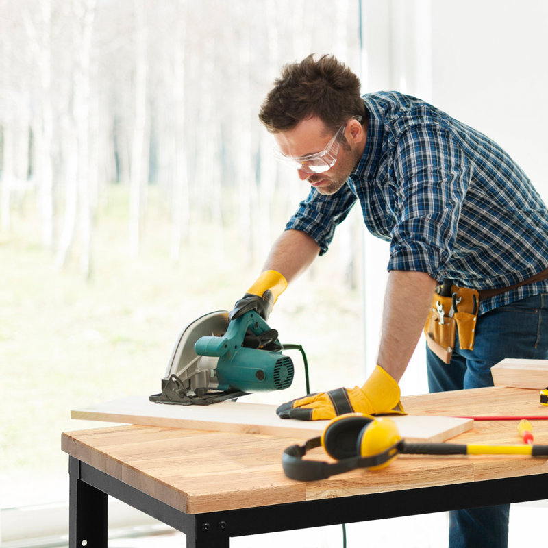 Cutten 134cm W Wood Top Height-Adjustable Workbench