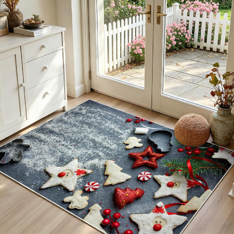 Tapis transparent transparent lavable à la machine, friandises de Noël, Rectangle 39 po x 63 po