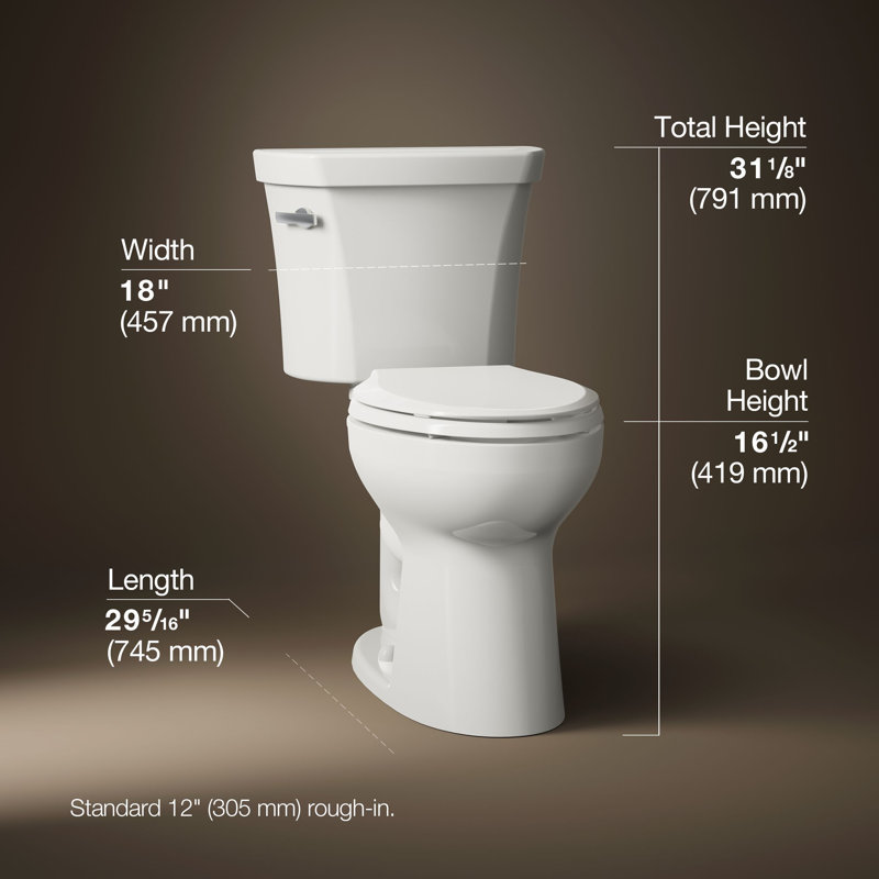 Highlinetwo-Piece Elongated Toilet, 1.0 Gpf, Biscuit