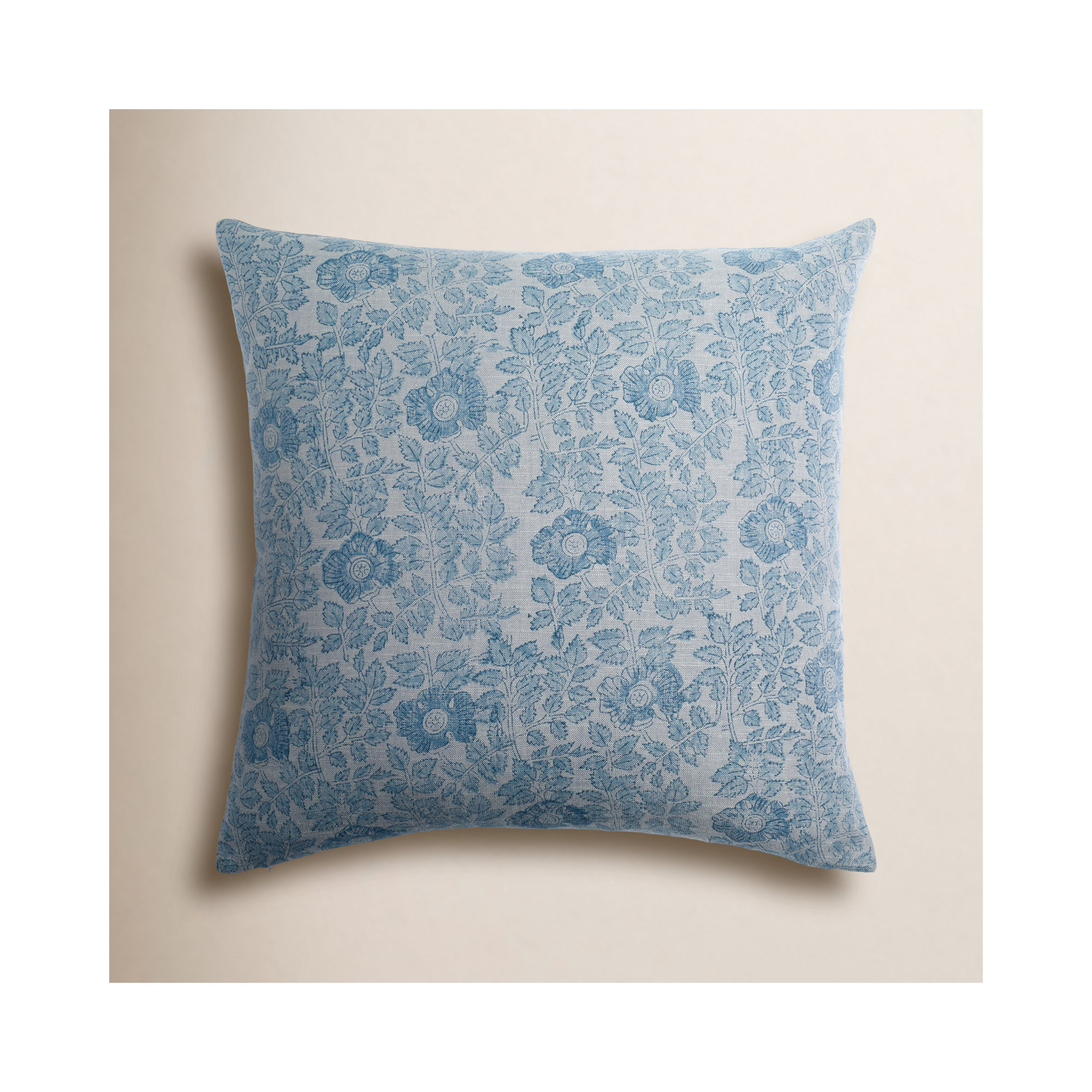 Tallie Floral Linen Pillow Cover, 18" x 18", Down