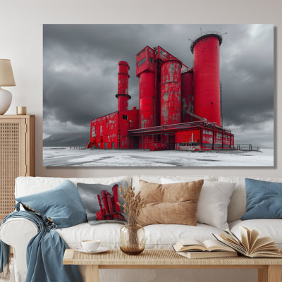 Red Gray Industrial Industrial Factories - Art mural