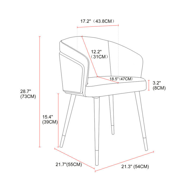 Chaise rembourrée Enrico, Abricot