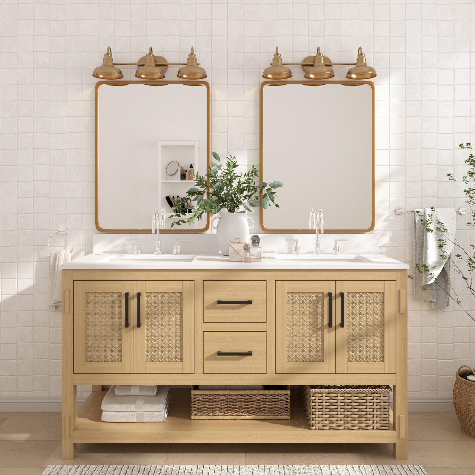 3-Light Vanity Light, Brushed Gold