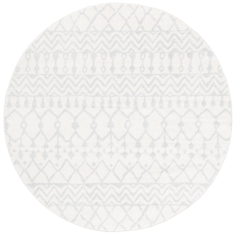 Tapis ivoire / gris clair Delong Southwestern, Rond 5 pi