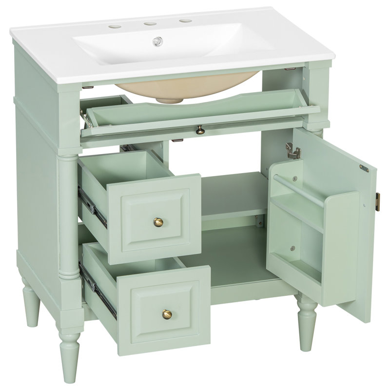 Meuble-lavabo de salle de bain avec lavabo, Vert