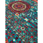Tapis en laine et coton bleu sarcelle original noué à la main à motif mamelouk