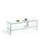 Table télé en verre transparent, meuble télé en verre trempé transparent pour le salon