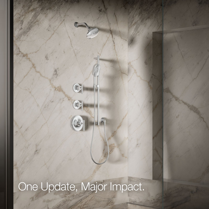 Kohler Forte 1.75 gpm Multifunction Wall Mount Showerhead, Three Spray Settings, 5.5" High Pressure Spray Head, 1.75 GPM