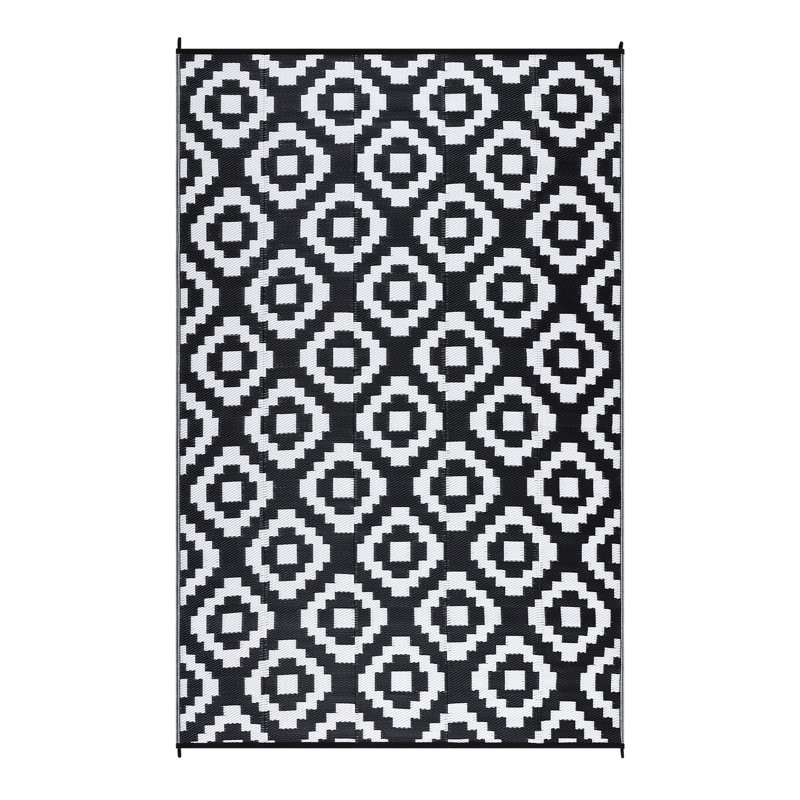 Outdoor Rug Waterproof Outdoor Rug Reversible Plastic Carpet Modern Geometric, Lightweight, Collapsible & Washable, for Patio Camping, Backyard, Deck, Balcony