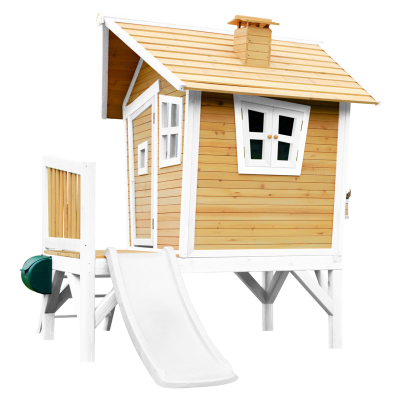 Robin AXI 264cm W x 177cm D Outdoor Hemlock Wood Luxury Playhouse, Natural/White