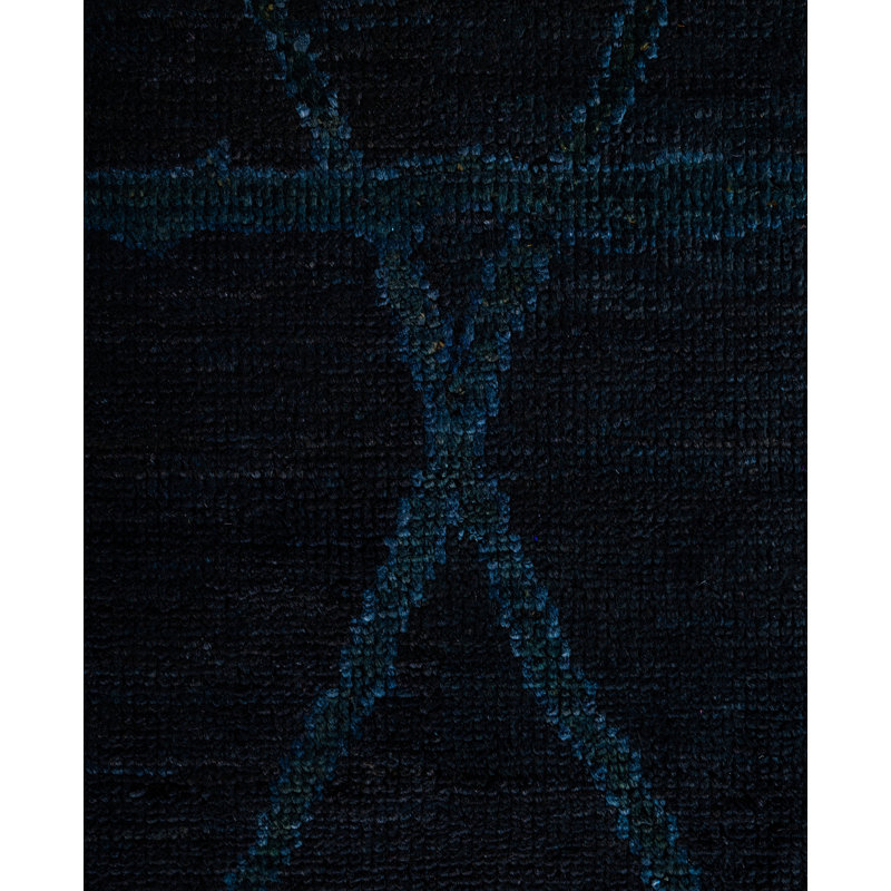 Overdyed Hand-Knotted Wool Modern-Contemporary Black Area Rug 9' 0" x 11' 5"