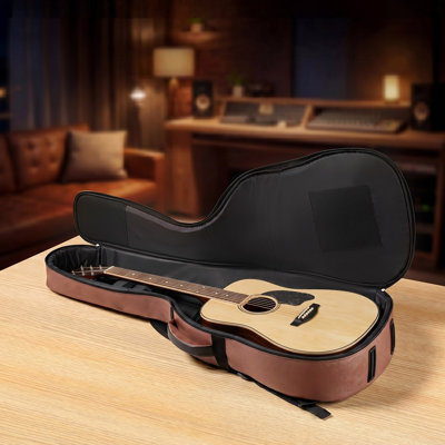 Acoustic Guitar Soft Case, 47.1 Inch, Hard-Shell Protective Travel Carrying Case with Accessory Compartment, Foam Padding, Portable Handle, Shoulder Straps, for 41 Inch Acoustic Guitars