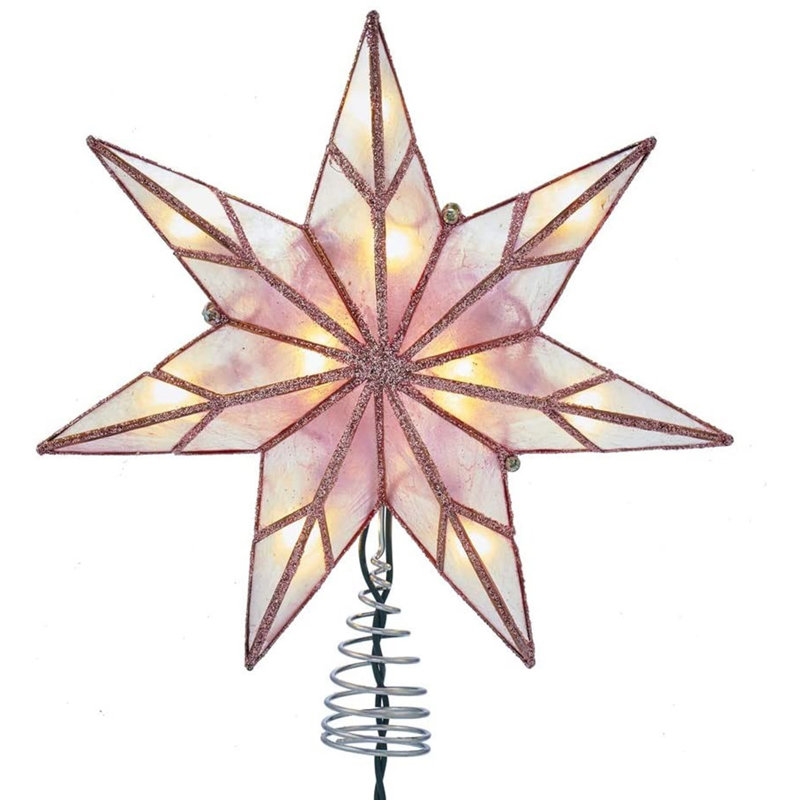 10-Light 7-Point Capiz Star Tree Topper, Pink