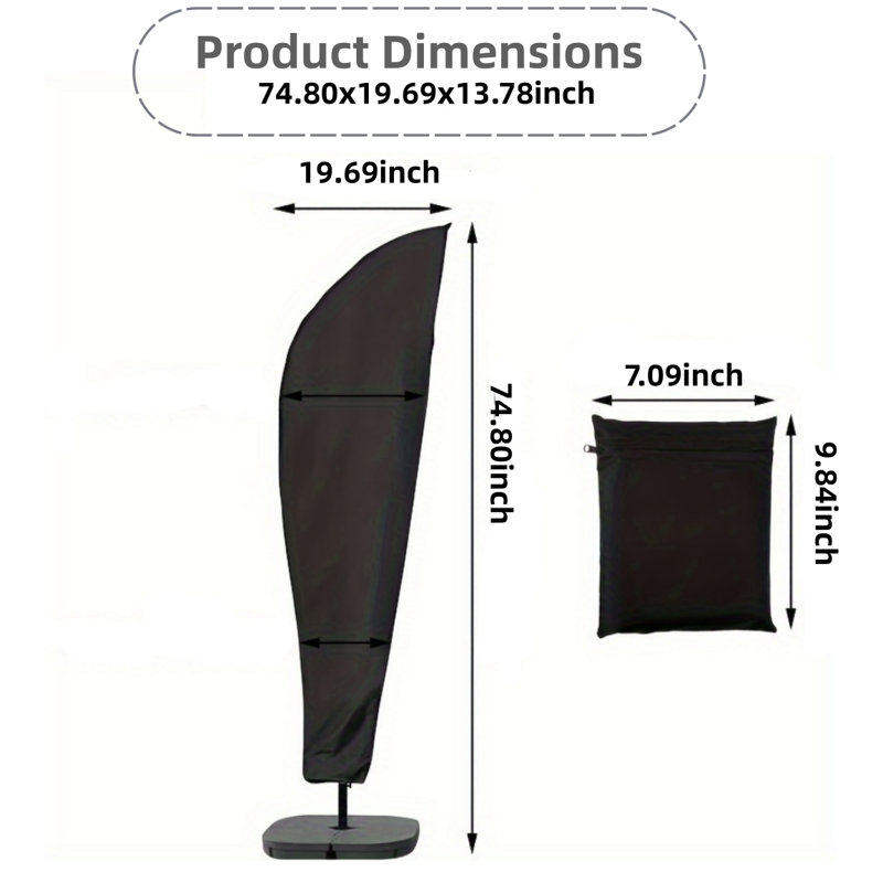 Heavy Duty Waterproof Patio Umbrella Cover, Fits 2-3m Cantilever Umbrellas