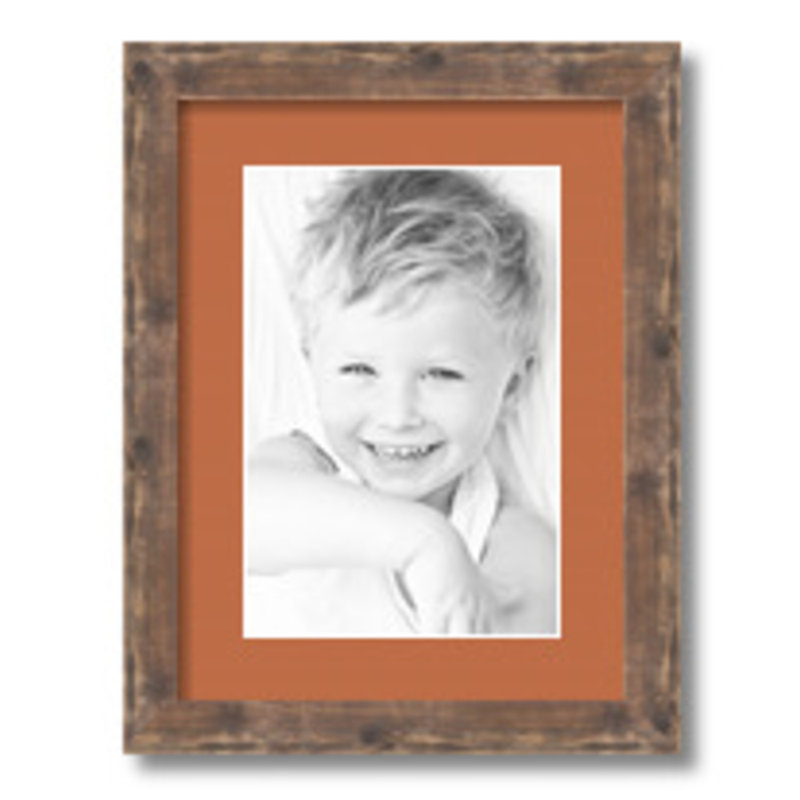 Wood Matte Picture Frame with Mat, Red Orange