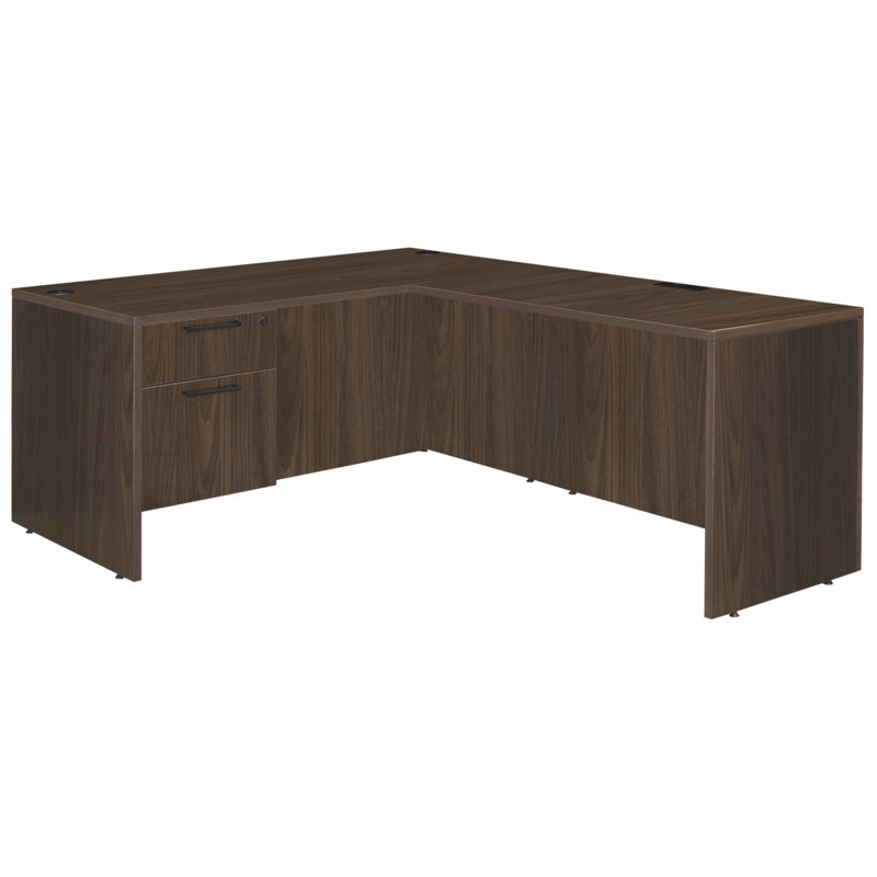 Regency Legacy 77 In. L Desk With Single Pedestal Drawer Unit- Neo Walnut, 29" H x 60" W x 77" D