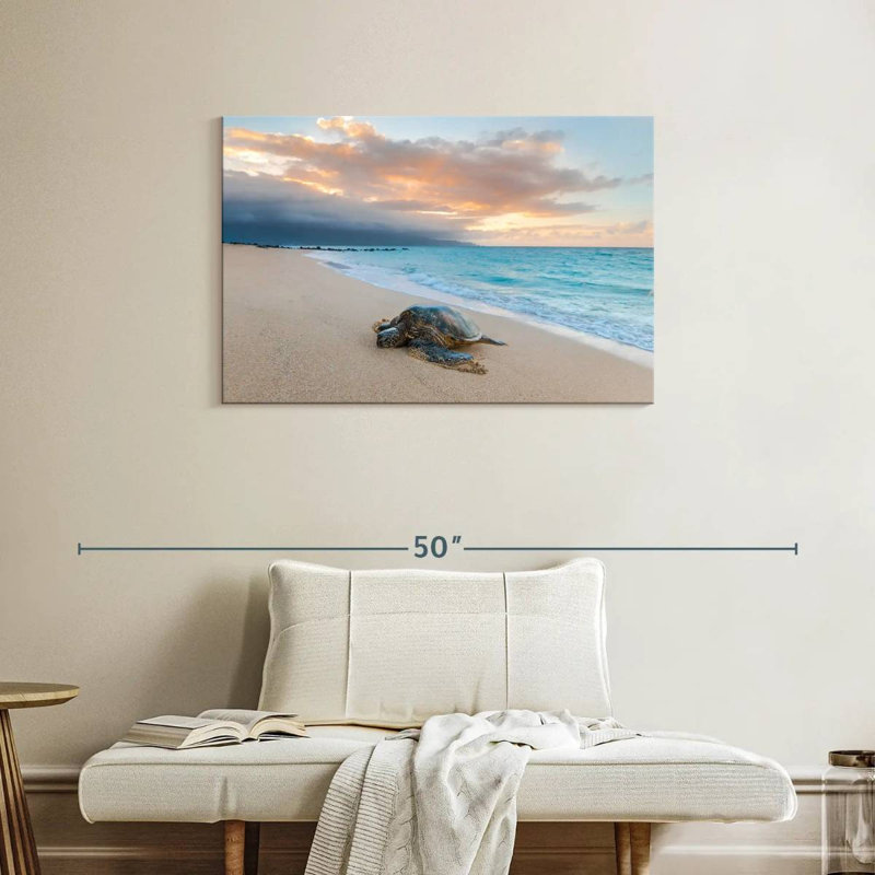 Tortue au coucher du soleil, H 24 po x l 36 po