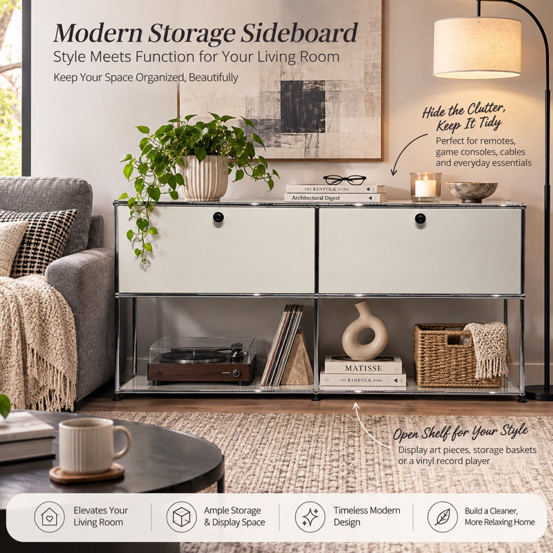 Modern Accent Storage Cabinet, White