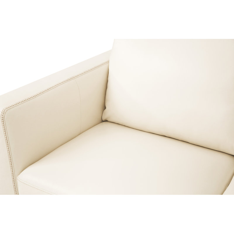 Aaronette Upholstered Armchair, Cream Genuine Leather