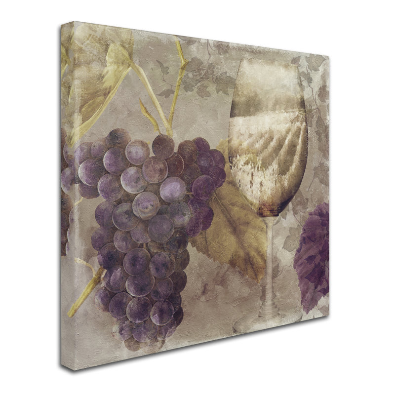 Modern Square Framed Canvas Art with Wine and Grapes