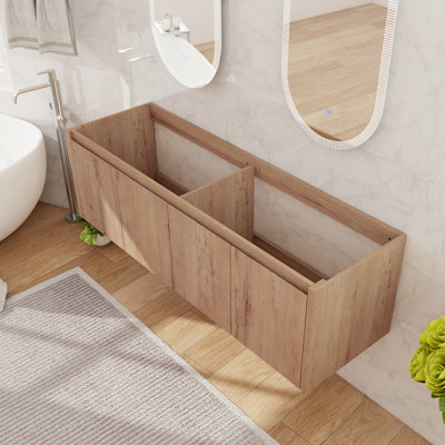 60" Wall Mounted Bathroom Vanity Base With 4 Doors
