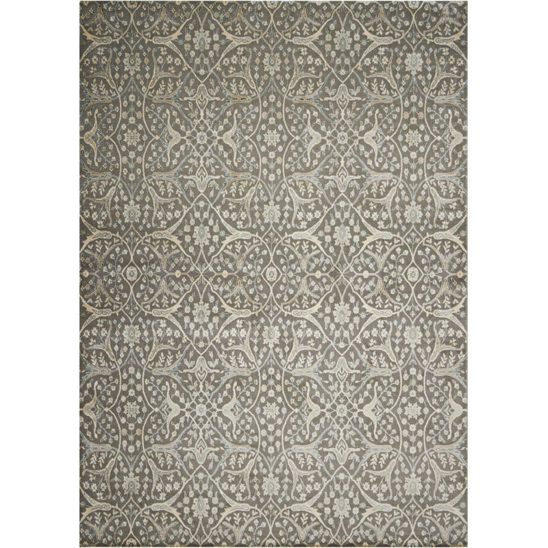 Wool Floral Indoor Rug, Rectangle 7 pi 6 po x 10 pi 6 po