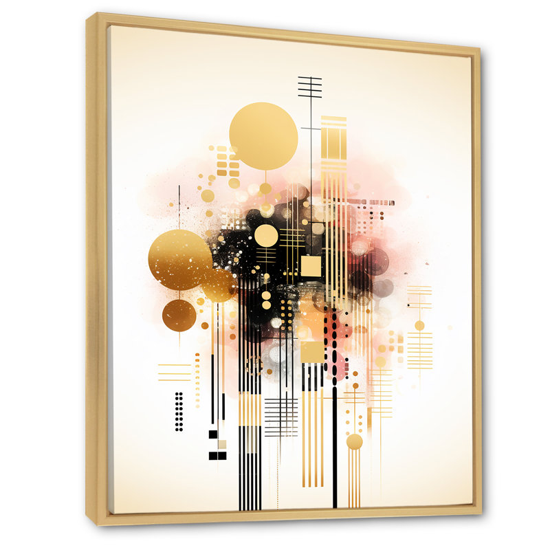 Formes géométriques roses élégantes sur toile, Cadre naturel flottant, 20" H x 12" W