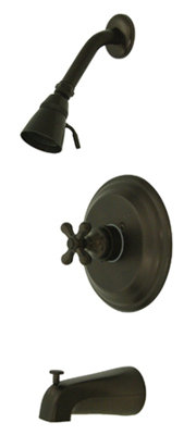 Vintage Single Handle Wall Mount Pressure Balanced Tub Spout Trim Metal Cross Handle