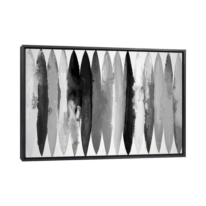 Équilibre - noir et blanc 6 pièces, H 26 po x l 40 po, Cadre flottant noir patiné