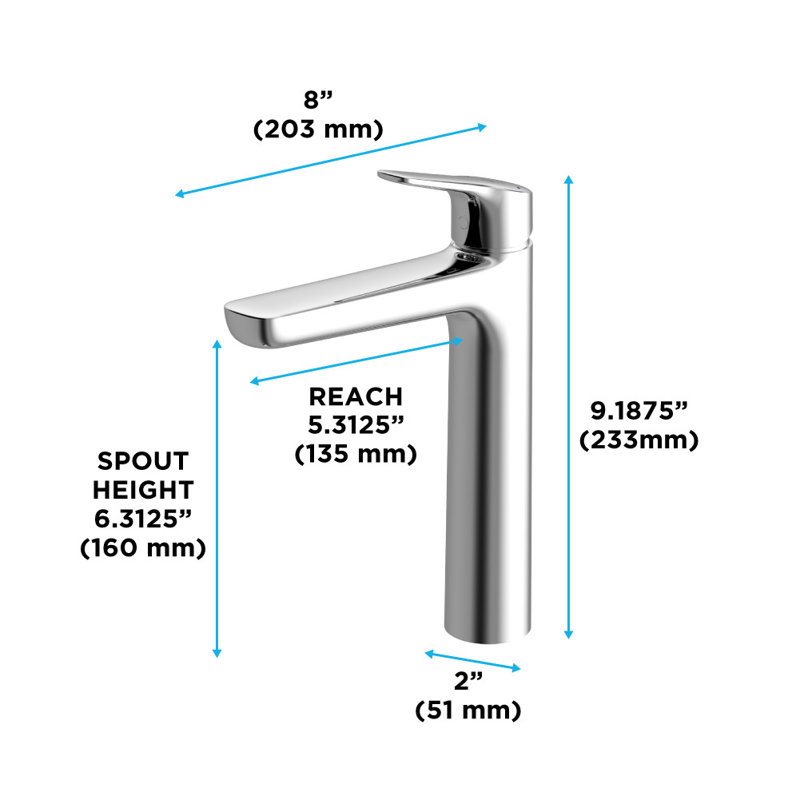 G Series Vessel Sink Bathroom Faucet with Drain Assembly, Polished Chrome