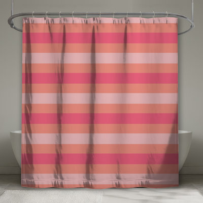 Pink Orange Stripes Shower Curtains Extra Long