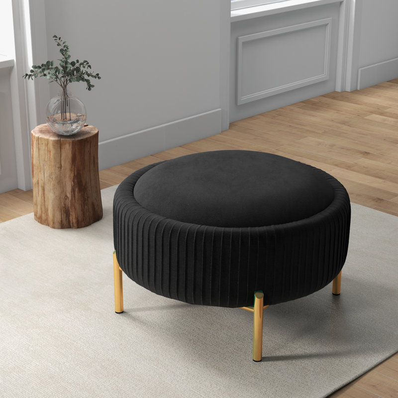 Repose-pieds rond avec rangement Chynna, Noir