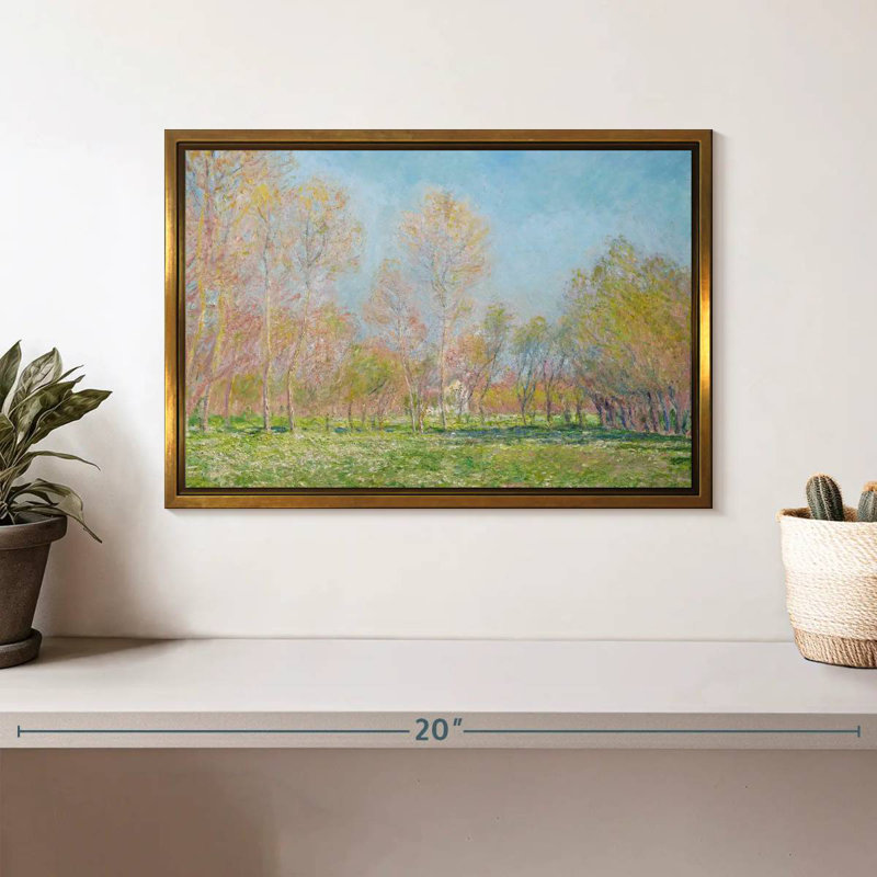 Le printemps à Giverny en 1890, 13 po x 9 po, Cadre flottant doré