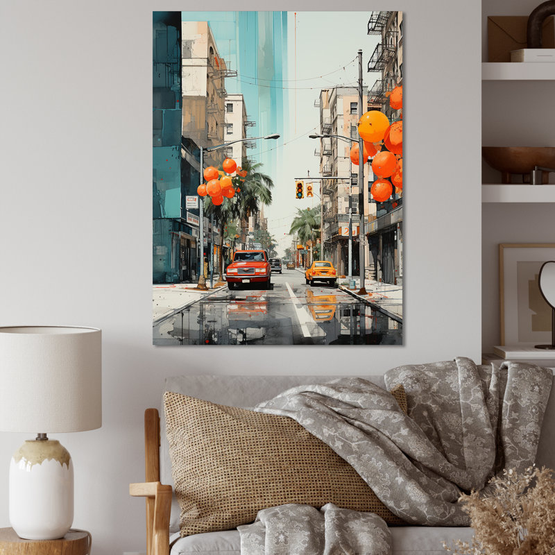 «Lenneth Orange Beige Miami Concrete Jungle», reproduction d'art sur toile, H 44 po x l 34 po x P 1,5 po, Toile tendue