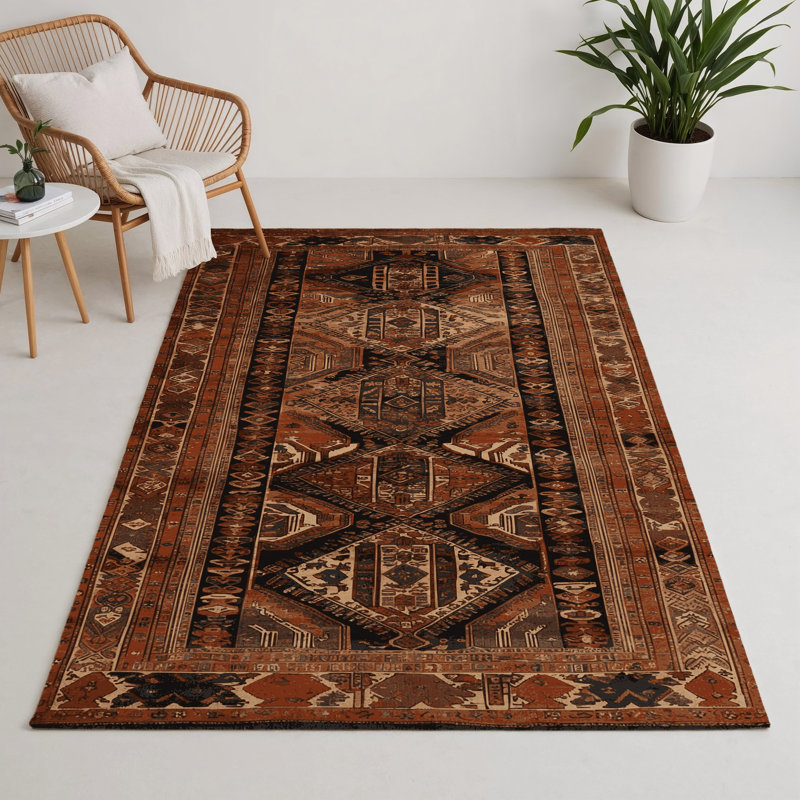 Turkish Brown Indoor and Outdoor Area Rug, Rectangle 5' x 7'