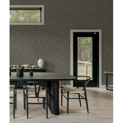 Papier peint à motif damas métallique irisé Seabrook Designs Champagne Irina Paisley