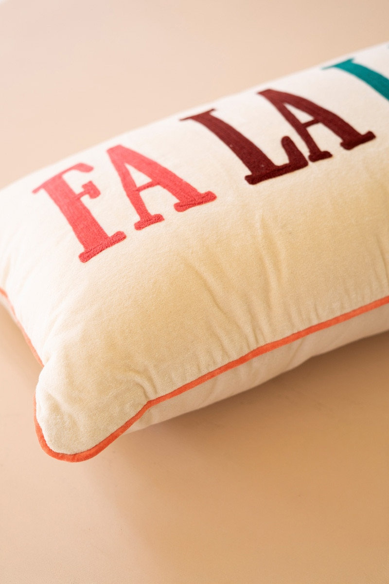 VELVET EMBROIDERY PILLOW - FALALALALA