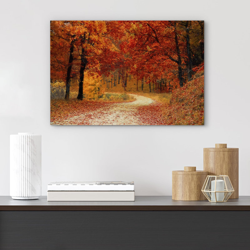 «Autumn Fall Vibrant Orange Forest Trees Nature Landscape», grande impression sur toile encadrée, H 32 po x l 48 po