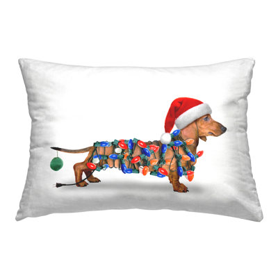 Coussin décoratif à imprimé de lumières de Noël Christmas Dog