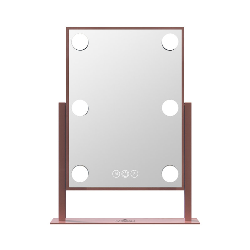 Hollywood Tri Tone Makeup Mirror with 6 LED Bulbs and 360 Degree Swivel, Soft Touch Sensor Dimmer Switch, Rose Gold