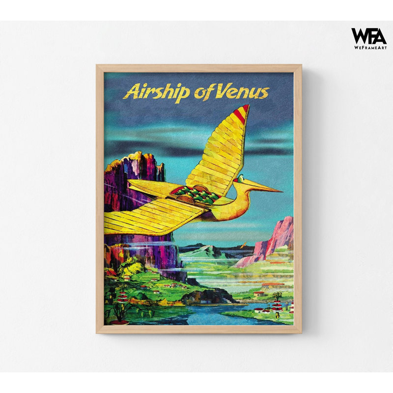 Amusant, excentrique, aéroport privé, art mural, idée de cadeau d'anniversaire rétro geek, impression d'affiche Venus Vintage Sci-Fi
