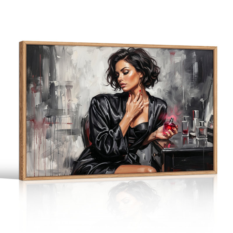 Ensemble de 1 tableau sur toile représentant une femme élégante, H 32 po x l 48 po, Naturel