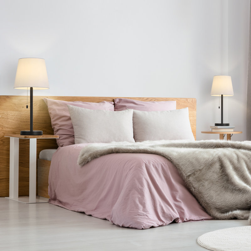 Lampe de table moderne 2 pièces avec abat-jour en métal noir
