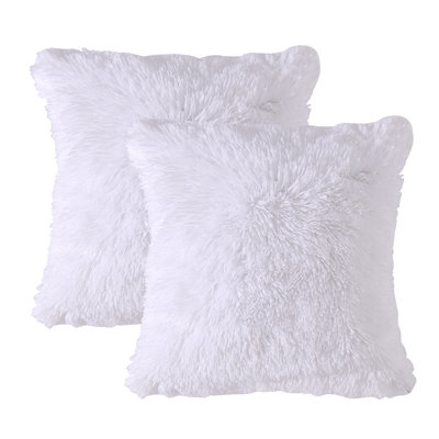 Solid Colour Faux Fur Throw Pillow